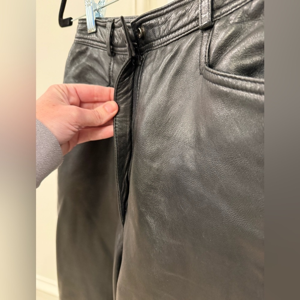 Vakko Straight Leg Leather Pants - Picture 7 of 14